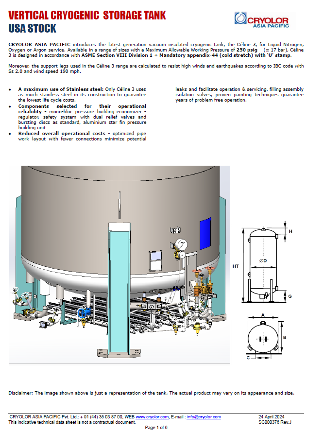 Vertical Cryogenic Storage Tank USA Stock