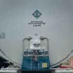 back of 2014 CVA 28,500 gallon portable liquid nitrogen storage trailer