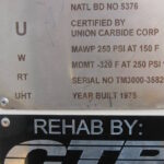fully rehabbed bulk cryogenic vertical storage tank label